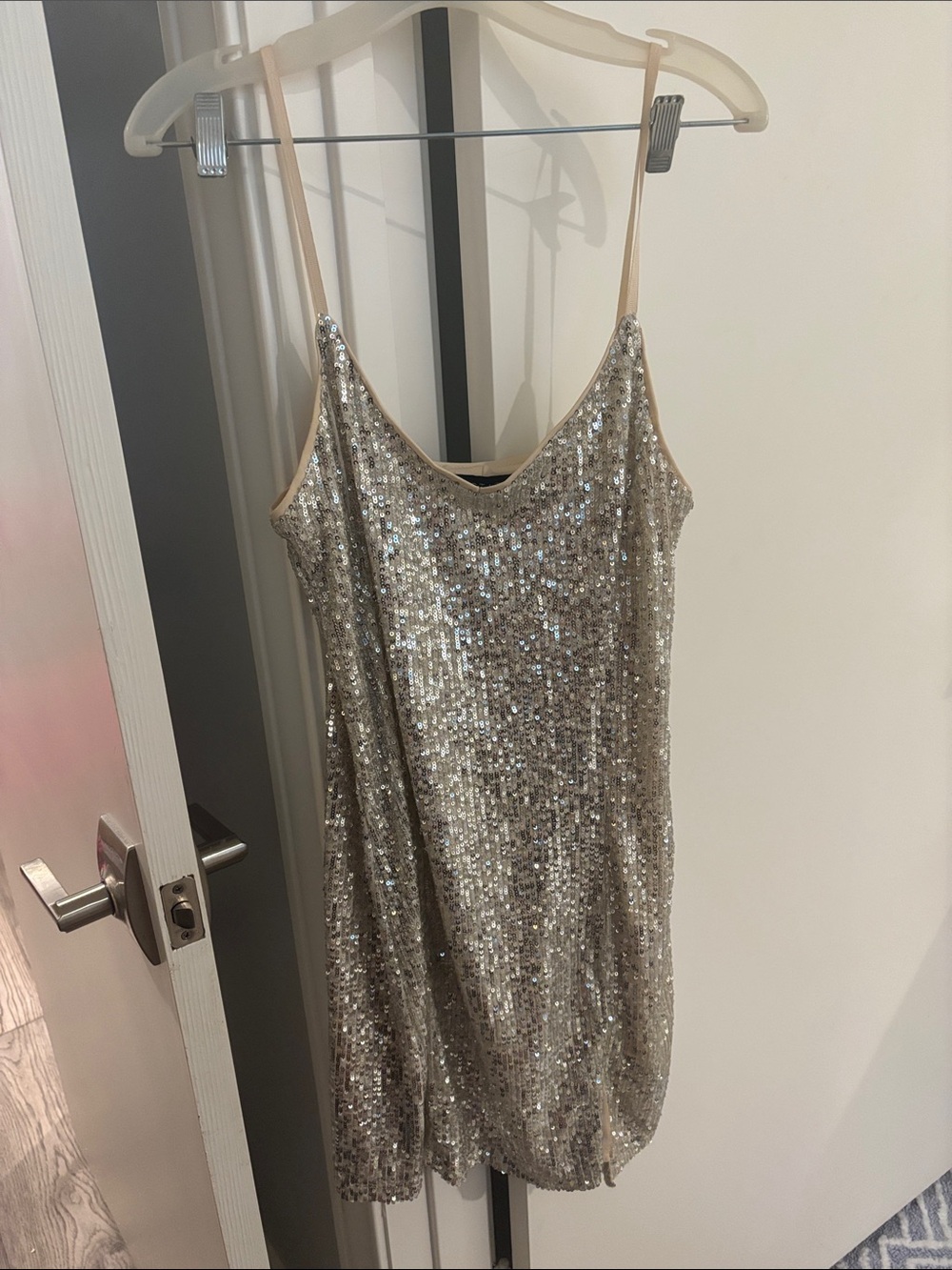 Silver Sequin Slip Dress - Sparkling Party Dress